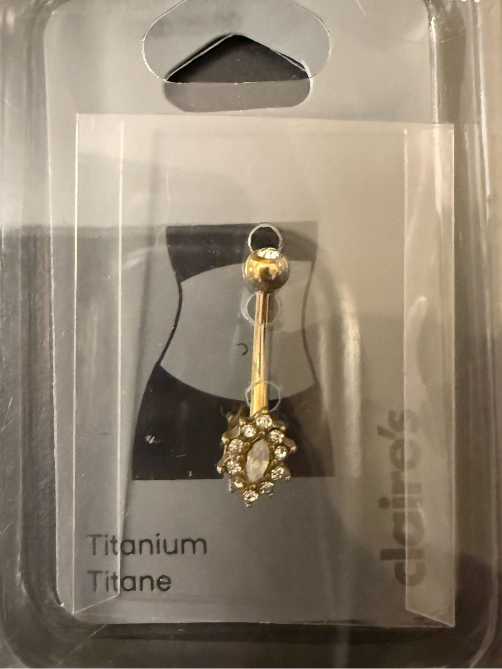 Claire's Gold Tone Sparkling Floral Belly Button Ring